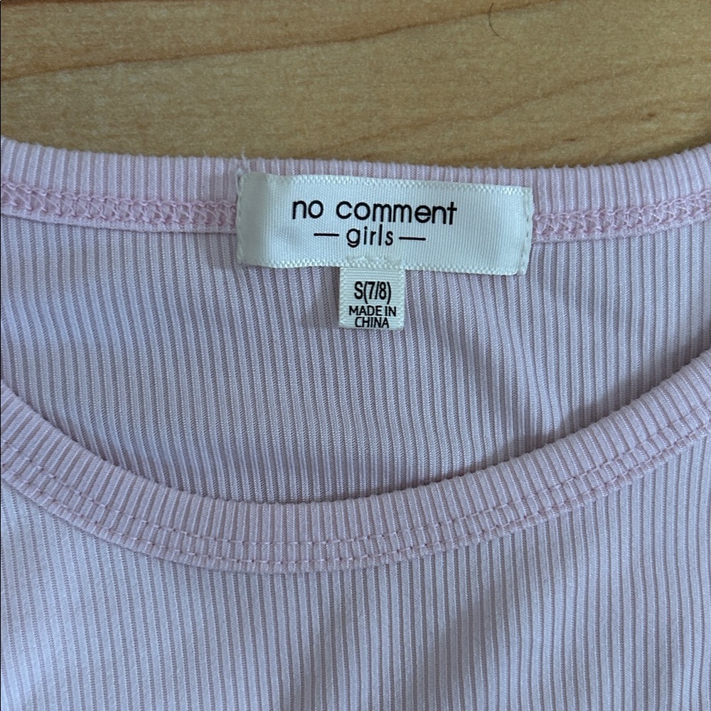 No Comment Girls' Light Pink Teddy Tee 7-8 - Picture 2 of 4